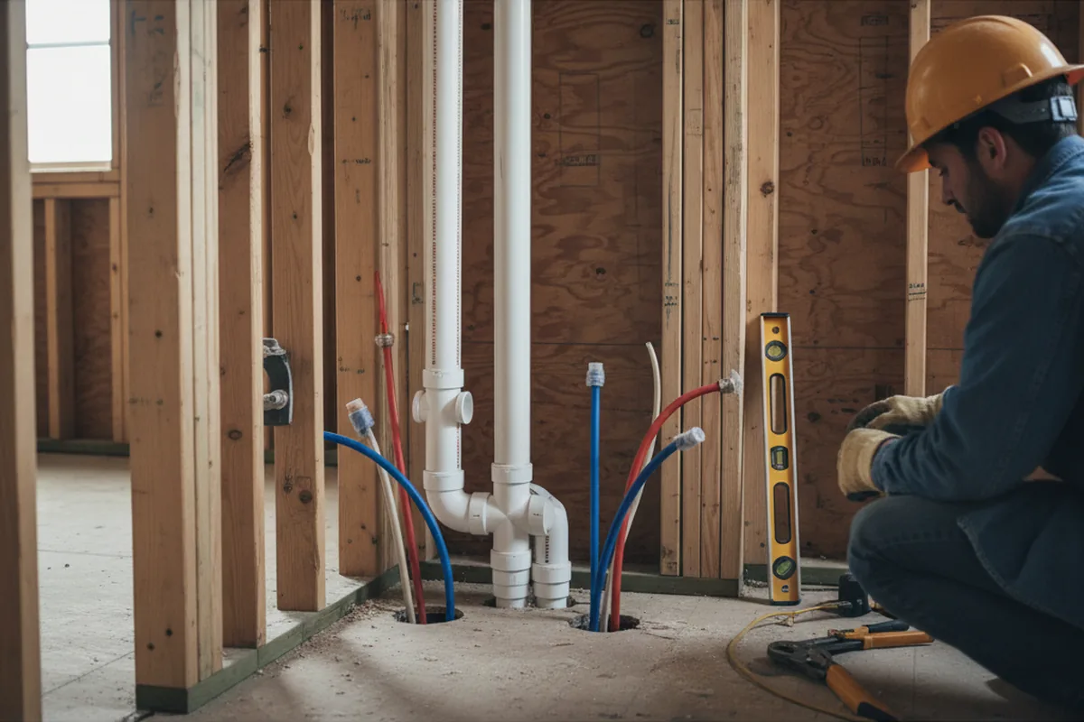 Drain and supply rough-in during Leak Detection in Ashville